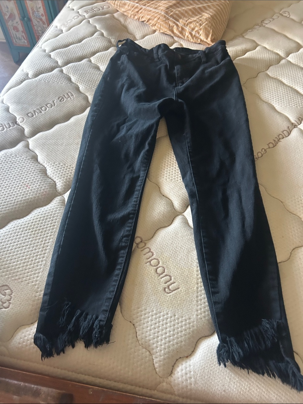 Cello Black Frayed Hem Ankle Jeans